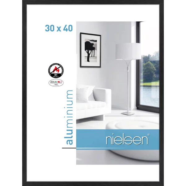 Cadre protection feu B1 C2 30x40 cm | structure noir mat | verre standard (2 mm)