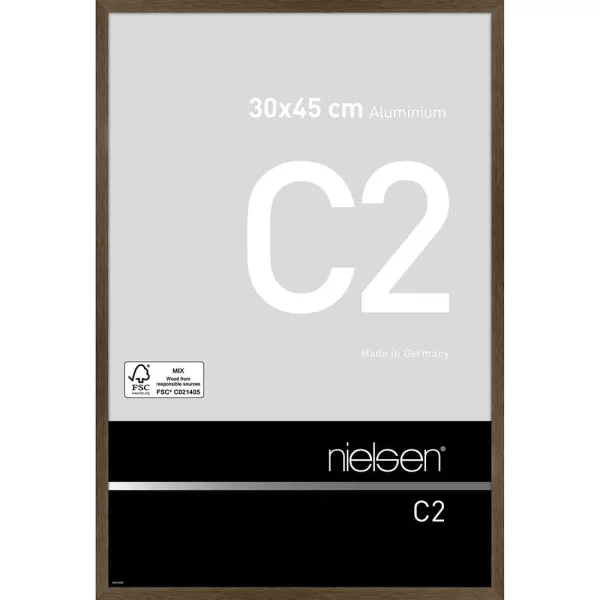 Cadre en aluminium C2 30x45 cm | structure noix mat | verre standard (2 mm)