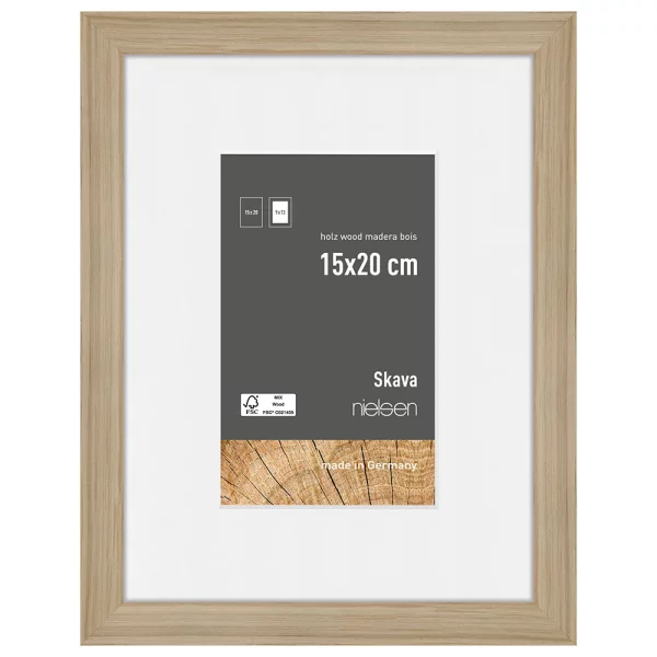 Holzrahmen Skava mit Passepartout 15x20 cm (9x13 cm) | Natur | Normalglas (2 mm)
