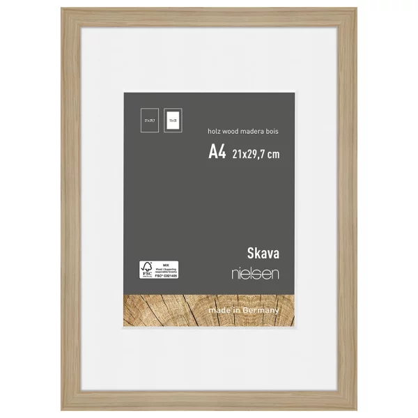 Cadre en bois Skava avec passe-partout 21x29,7 cm (15x20 cm) | naturel | verre standard (2 mm)