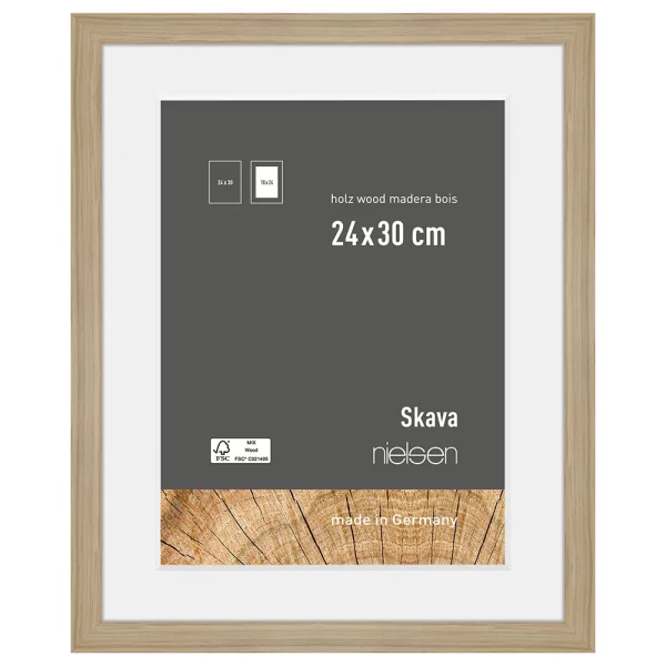 Cadre en bois Skava avec passe-partout 24x30 cm (18x24 cm) | naturel | verre standard (2 mm)