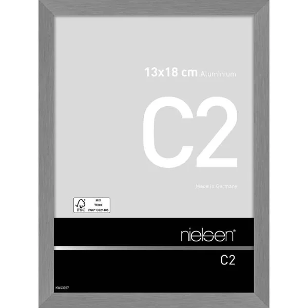 Alu Bilderrahmen C2 13x18 cm | Struktur Grau matt | Normalglas (2 mm)