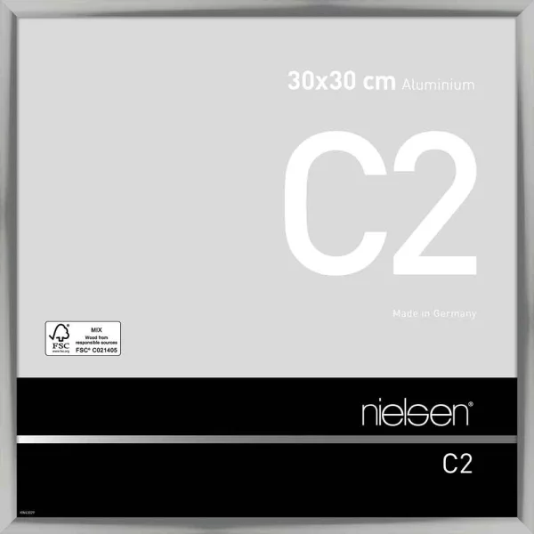 Cadre en aluminium C2 30x30 cm | argent brillant | verre standard (2 mm)