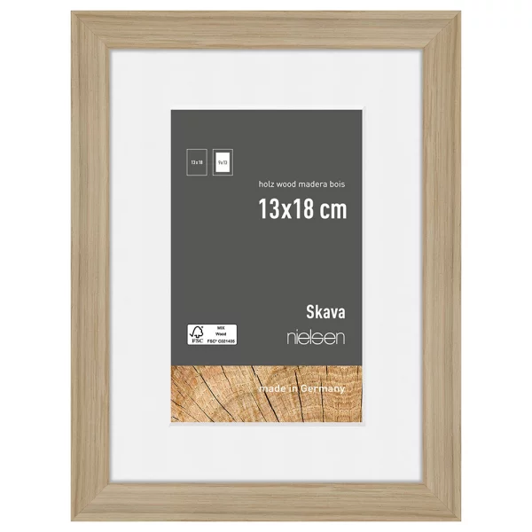 Cadre en bois Skava avec passe-partout 13x18 cm (9x13 cm) | naturel | verre standard (2 mm)
