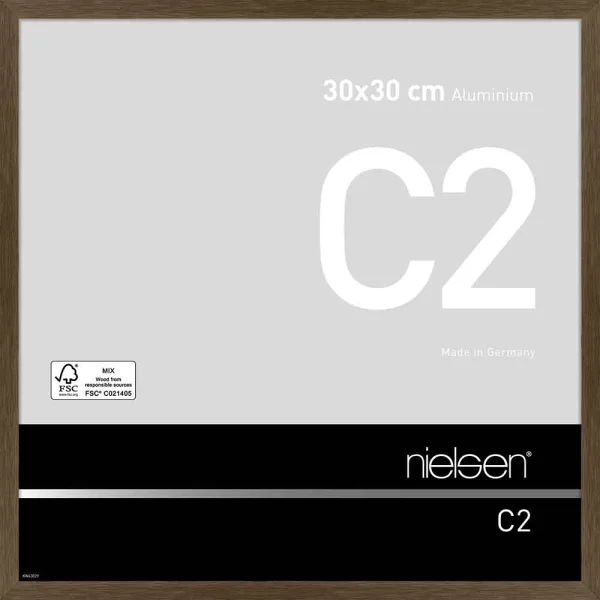 Cadre en aluminium C2 30x30 cm | structure noix mat | verre standard (2 mm)