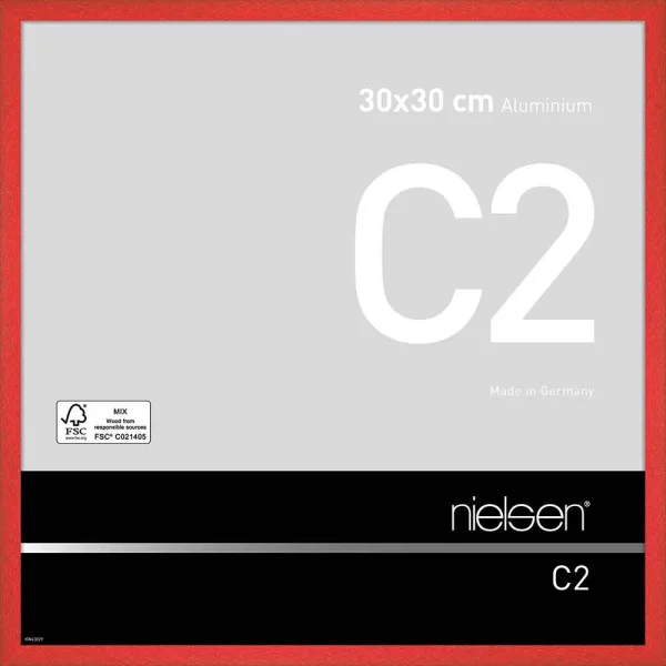 Cadre en aluminium C2 30x30 cm | rouge tornade | verre standard (2 mm)
