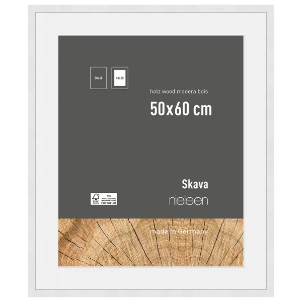Houten kader Skava met passe-partout 50x60 cm (40x50 cm) | wit | normaal glas (2 mm)