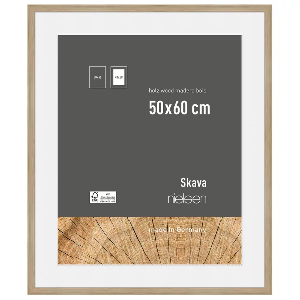 Houten kader Skava met passe-partout 50x60 cm (40x50 cm) | natuur | normaal glas (2 mm)