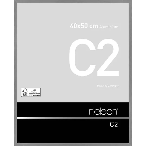 Alurahmen C2 40x50 cm | Struktur Grau matt | Normalglas (2 mm)