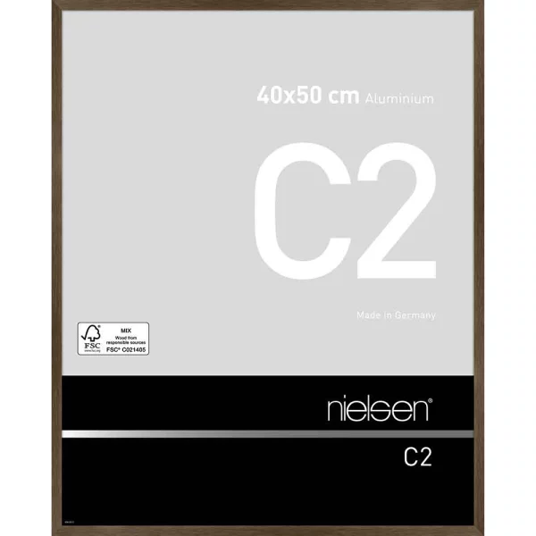 Alurahmen C2 40x50 cm | Struktur Walnuss matt | Normalglas (2 mm)