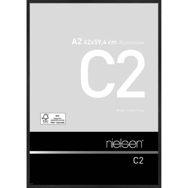 Cadre en aluminium C2 42x59,4 cm (A2) | structure noir mat | verre standard (2 mm)