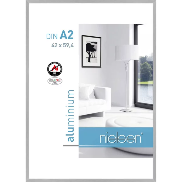 B1 Brandschutzrahmen C2 42x59,4 cm (A2) | Struktur Silber matt | Normalglas (2 mm)