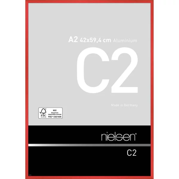 Cadre en aluminium C2 42x59,4 cm (A2) | rouge tornade | verre standard (2 mm)