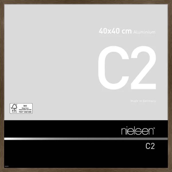 Cadre en aluminium C2 40x40 cm | structure noix mat | verre standard (2 mm)