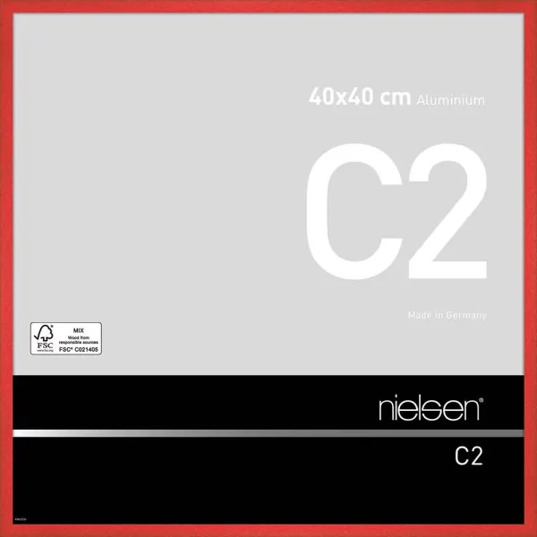 Cadre en aluminium C2 40x40 cm | rouge tornade | verre standard (2 mm)