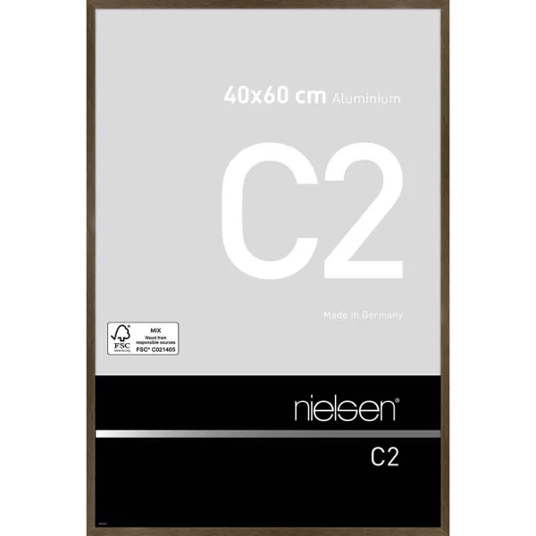 Cadre en aluminium C2 40x60 cm | structure noix mat | verre standard (2 mm)