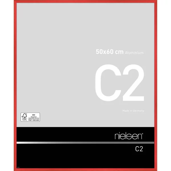 Cadre en aluminium C2 50x60 cm | rouge tornade | verre standard (2 mm)