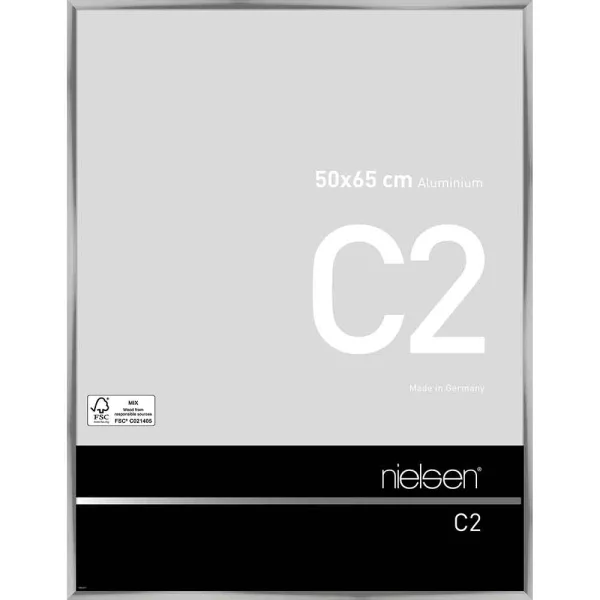 Cadre en aluminium C2 50x65 cm | argent brillant | verre standard (2 mm)