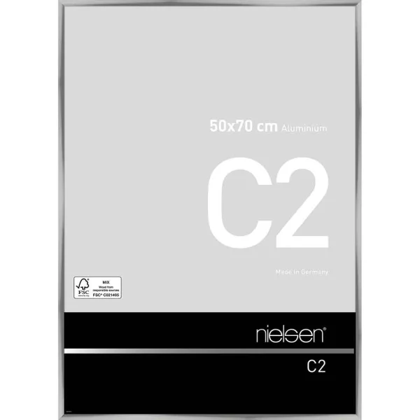 Alu-Bilderrahmen C2 50x70 cm | Silber glanz | Normalglas (2 mm)