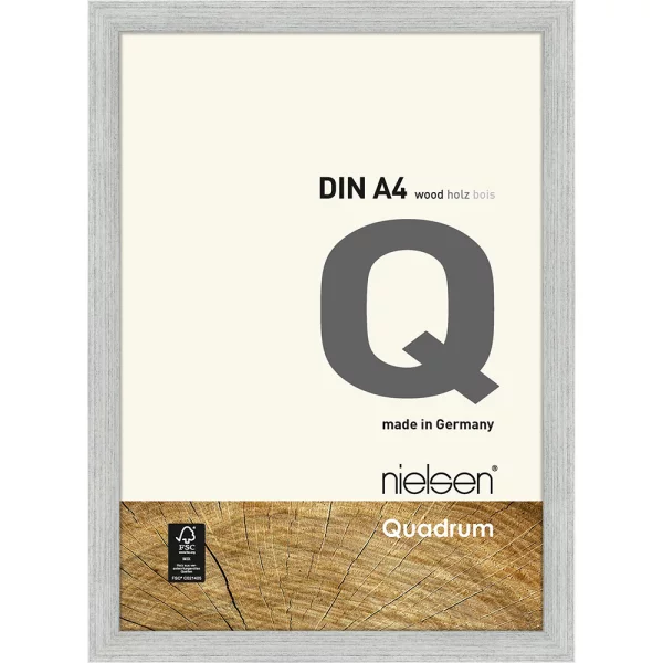 Cadre en bois Quadrum 21x29,7 cm (A4) | argent | verre standard (2 mm)