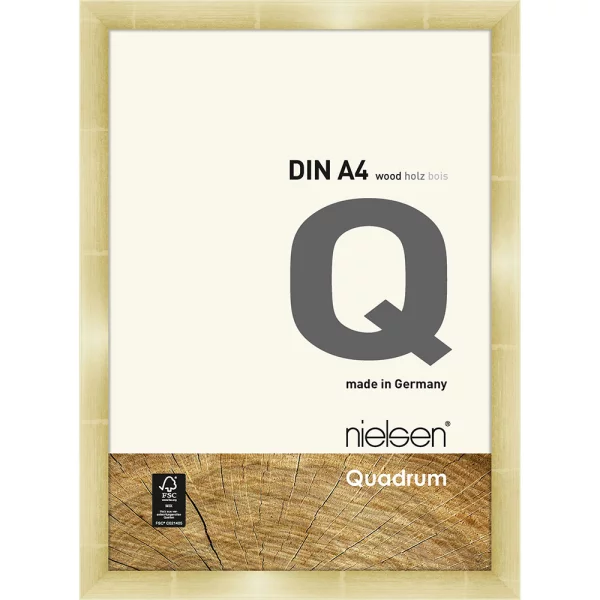 Cadre en bois Quadrum 21x29,7 cm (A4) | or | verre standard (2 mm)