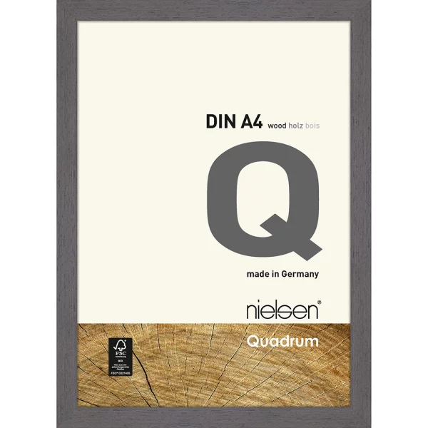 Cadre en bois Quadrum 21x29,7 cm (A4) | gris | verre standard (2 mm)