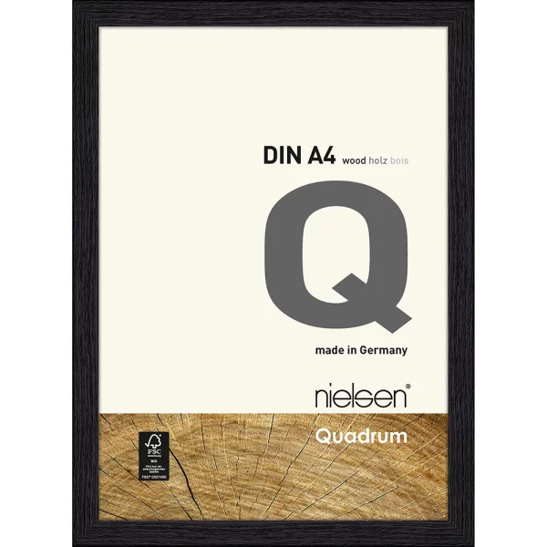 Cadre en bois Quadrum 21x29,7 cm (A4) | noir corbeau | verre standard (2 mm)