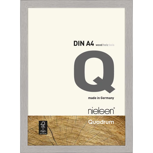 Cadre en bois Quadrum 21x29,7 cm (A4) | gris ciment | verre standard (2 mm)