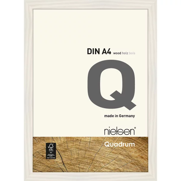 Cadre en bois Quadrum 21x29,7 cm (A4) | blanc couvrant | verre standard (2 mm)