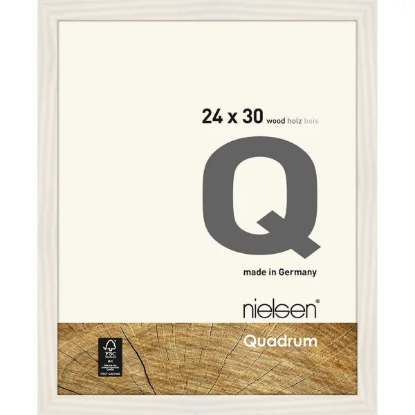 Cadre en bois Quadrum 24x30 cm | blanc couvrant | verre standard (2 mm)