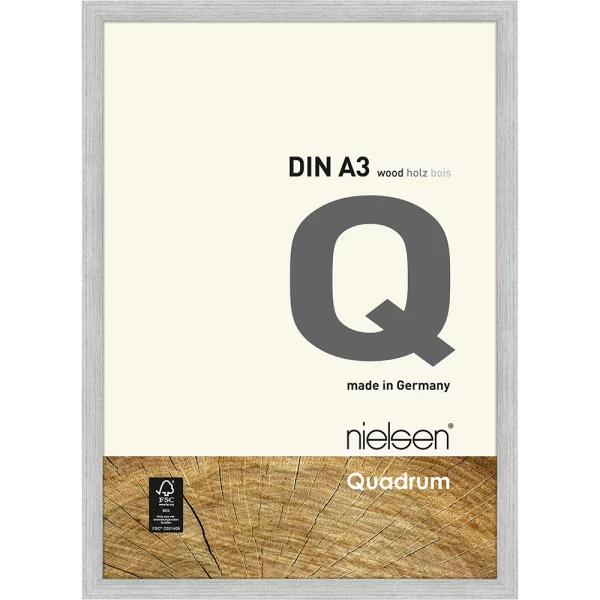Cadre en bois Quadrum 29,7x42 cm (A3) | argent | verre standard (2 mm)