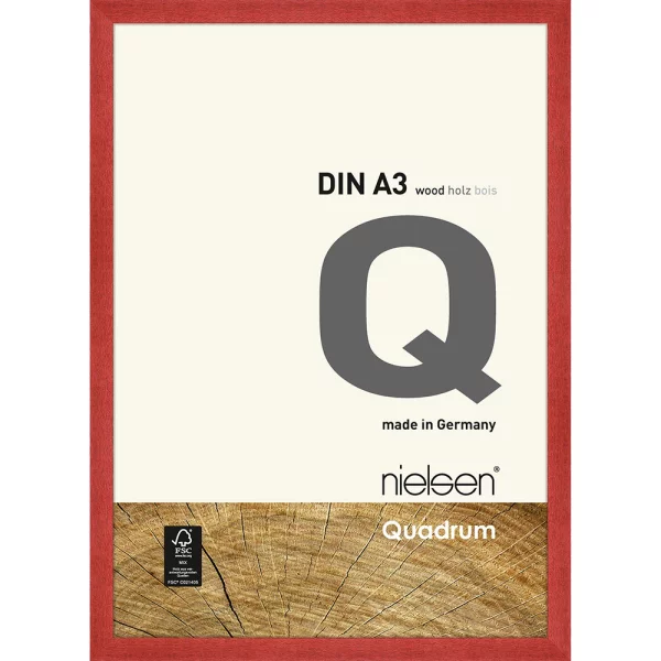Cadre en bois Quadrum 29,7x42 cm (A3) | rouge | verre standard (2 mm)