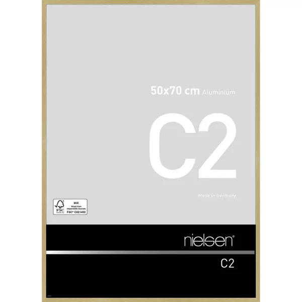 Alu-Bilderrahmen C2 50x70 cm | Struktur Gold matt | Normalglas (2 mm)