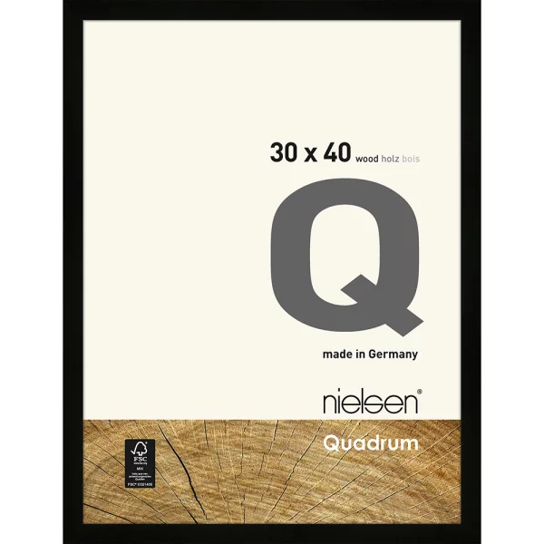 Cadre en bois Quadrum 30x40 cm | noir | verre standard (2 mm)