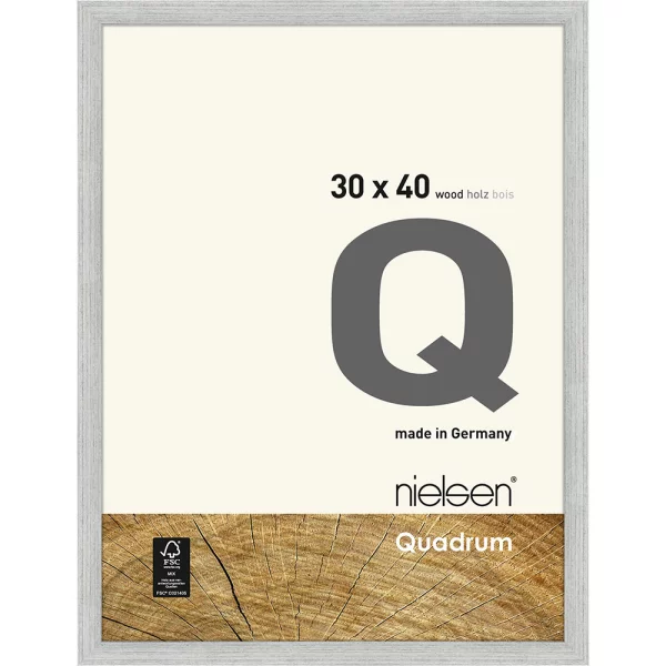Cadre en bois Quadrum 30x40 cm | argent | verre standard (2 mm)