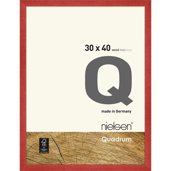 Cadre en bois Quadrum 30x40 cm | rouge | verre standard (2 mm)