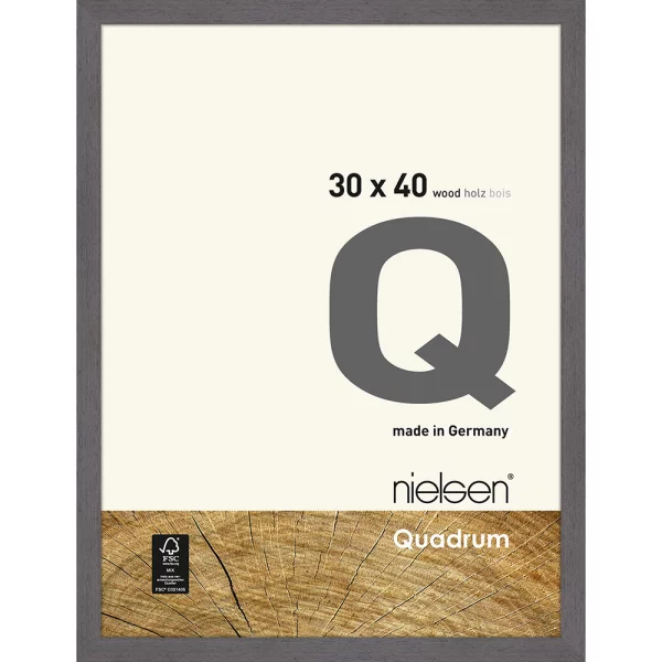 Cadre en bois Quadrum 30x40 cm | gris | verre standard (2 mm)