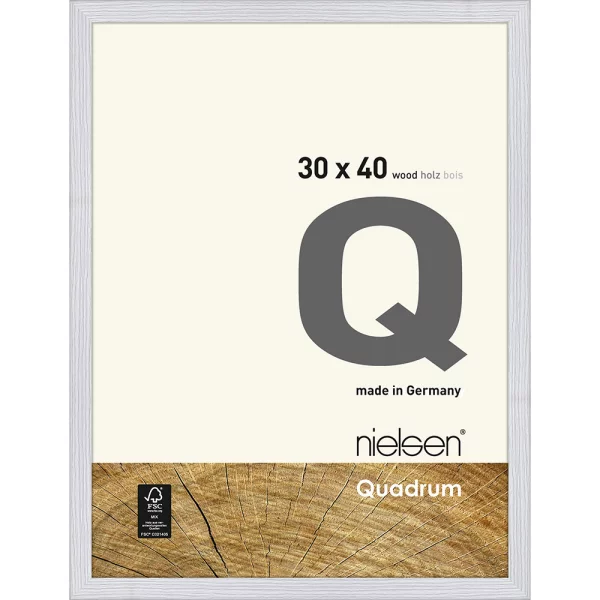Cadre en bois Quadrum 30x40 cm | blanc neige | verre standard (2 mm)
