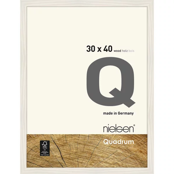 Cadre en bois Quadrum 30x40 cm | blanc couvrant | verre standard (2 mm)