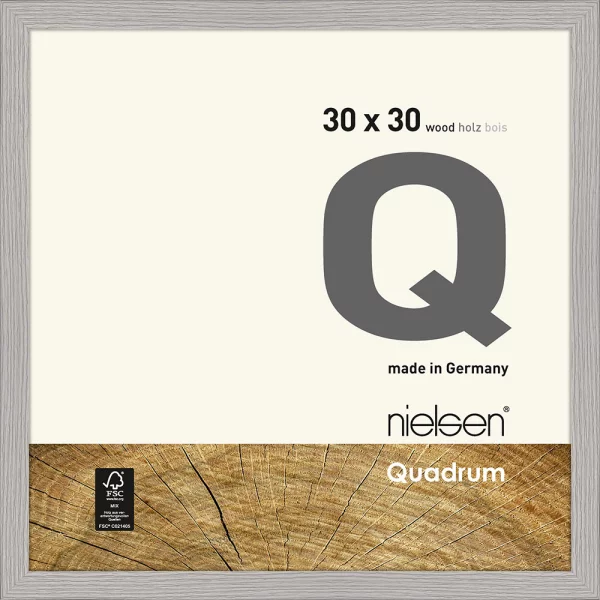 Cadre en bois Quadrum 30x30 cm | gris ciment | verre standard (2 mm)