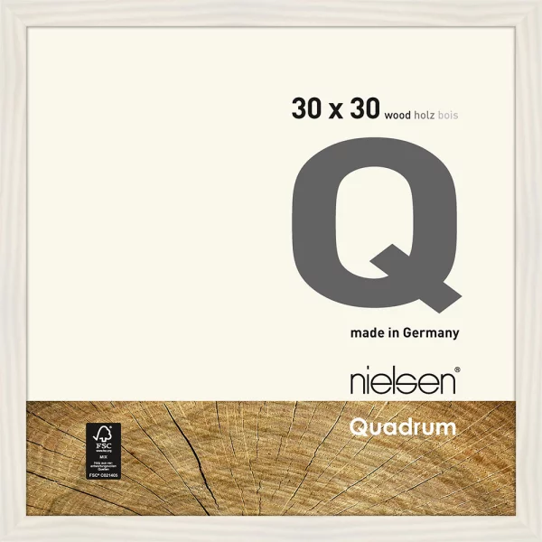 Cadre en bois Quadrum 30x30 cm | blanc couvrant | verre standard (2 mm)