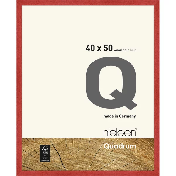 Holz-Bilderrahmen Quadrum 40x50 cm | Rot | Normalglas (2 mm)