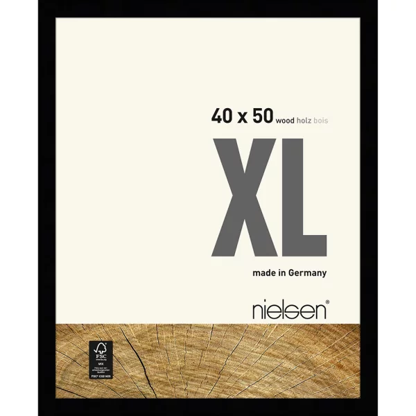 Cadre en bois Quadrum XL 40x50 cm | noir | verre standard (2 mm)
