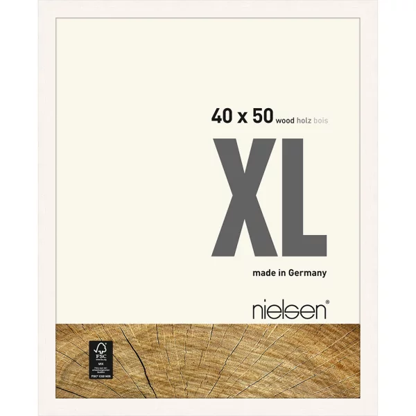 Cadre en bois Quadrum XL 40x50 cm | blanc couvrant | verre standard (2 mm)