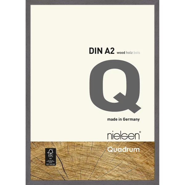 Cadre en bois Quadrum 42x59,4 cm (A2) | gris | verre standard (2 mm)