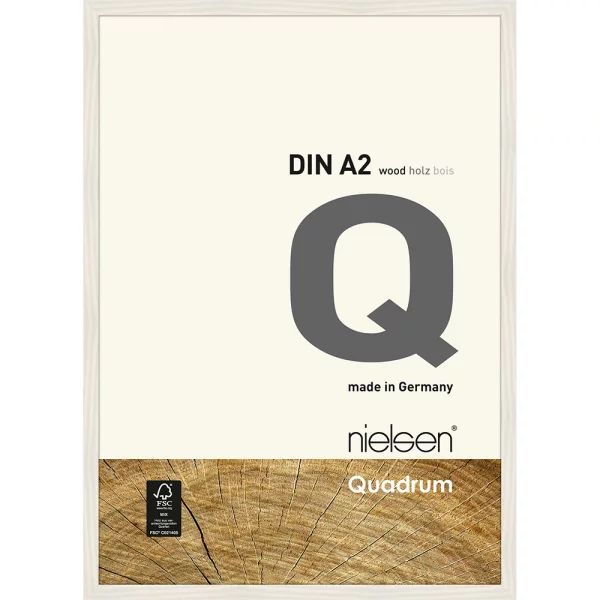 Cadre en bois Quadrum 42x59,4 cm (A2) | blanc couvrant | verre standard (2 mm)