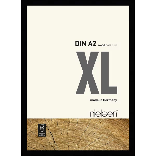 Cadre en bois Quadrum XL 42x59,4 cm (A2) | noir | verre standard (2 mm)