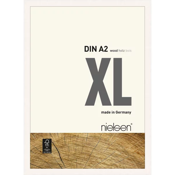 Holz Bilderrahmen XL 42x59,4 cm (A2) | Weiß deckend | Normalglas (2 mm)