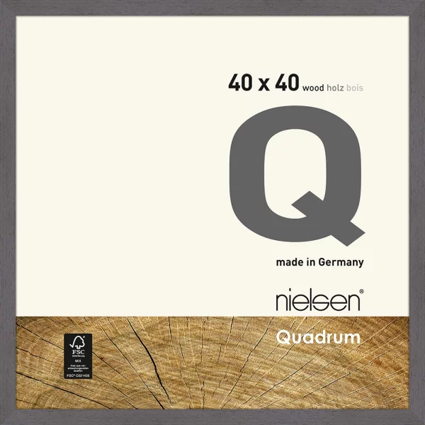 Cadre en bois Quadrum 40x40 cm | gris | verre standard (2 mm)