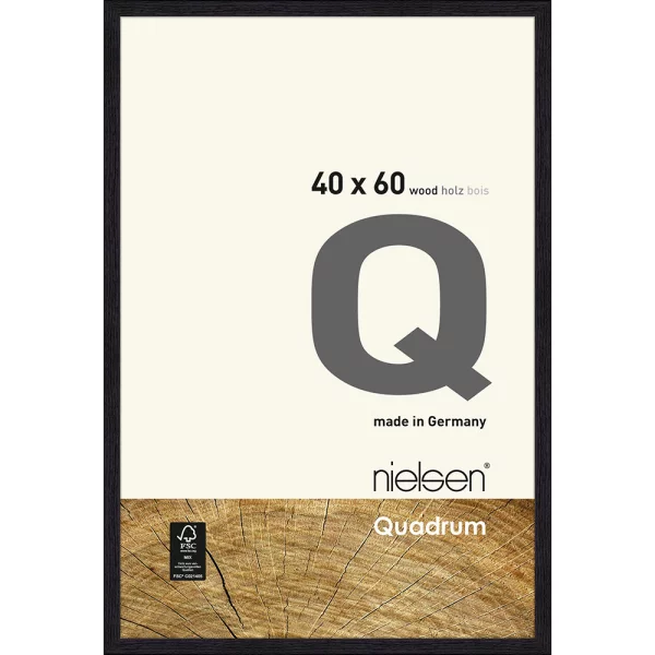 Cadre en bois Quadrum 40x60 cm | noir corbeau | verre standard (2 mm)